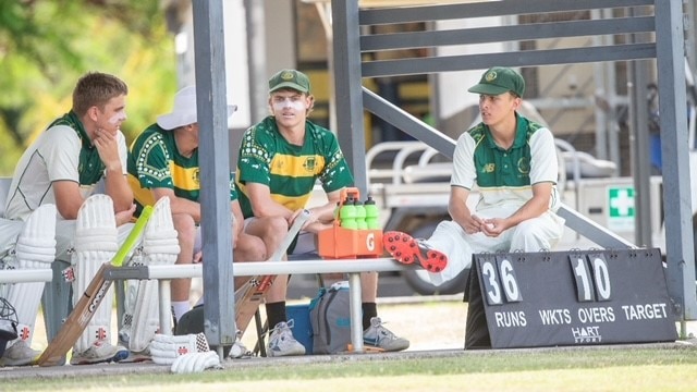 St Pat's batsmen await their time at the crease.