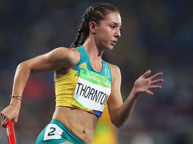 Australia's Jessica Thornton in the Women's 4 x 400m Relay Final during the Athletics on Day 15 of the Rio 2016 Olympic Games. Picture. Phil Hillyard