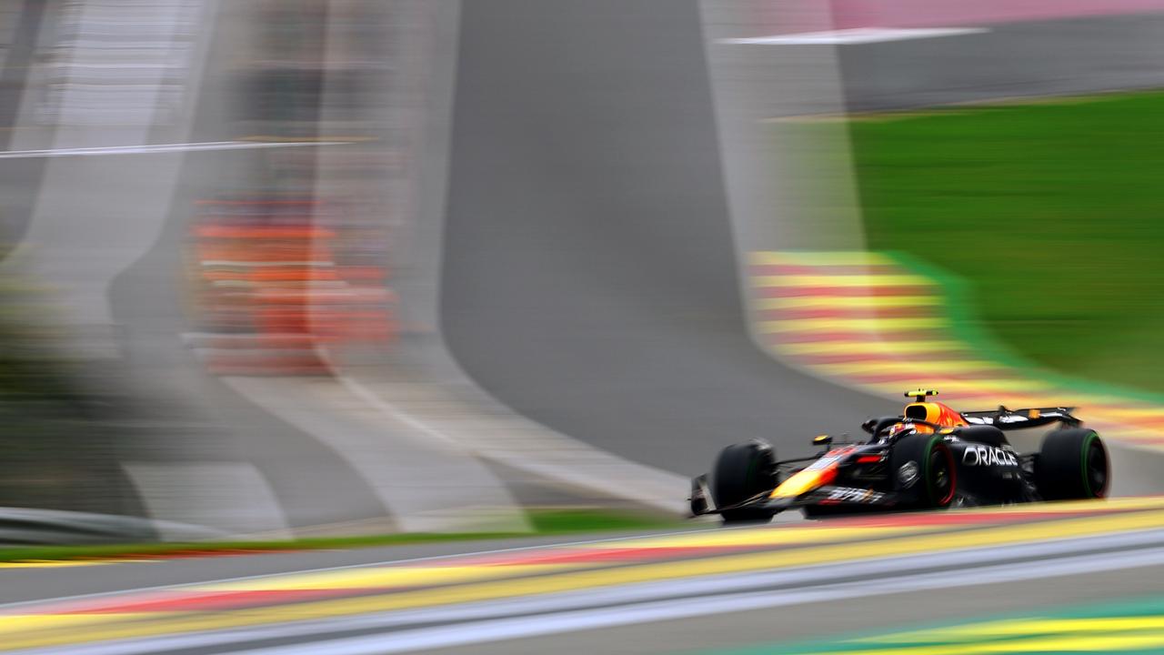 Sergio Perez will start from the front row. (Photo by Dean Mouhtaropoulos/Getty Images)