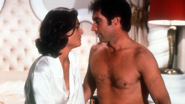 Talisa Soto and Timothy Dalton, in his final Bond role.