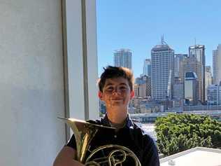 MUSICAL GIFT: Brayden Black, 14, will attend the Queensland Conservatorium this weekend, courtesy of Rural Aid's Gift of Music. Last year the young musician was hit by a car and his French horn was destroyed. Picture: Contributed