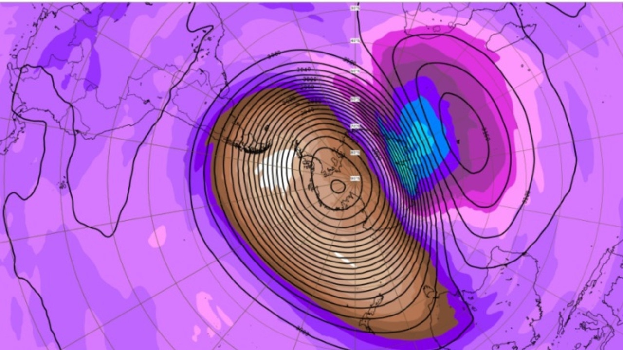 A sudden stratospheric warming event beginning above Antarctica could bring a change in weather in the coming weeks. Picture: ECMWF