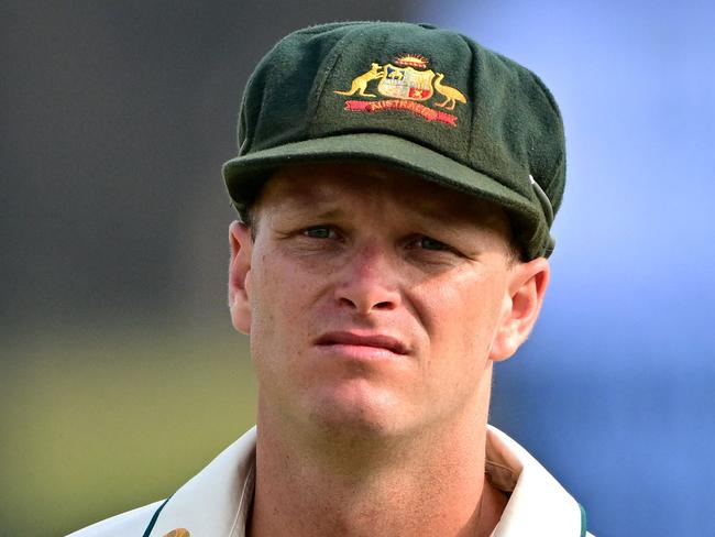 Australia's Matthew Kuhnemann looks on during the third day of the second Test cricket match between Sri Lanka and Australia at the Galle International Cricket Stadium in Galle on February 8, 2025. (Photo by Ishara S. KODIKARA / AFP)