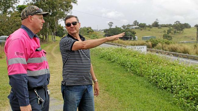 Ricky Barnes and Clive Desbois, whose properties will be affected by Mackay Ring Road resumptions, are both fighting for fair payment. Picture: Luke Mortimer