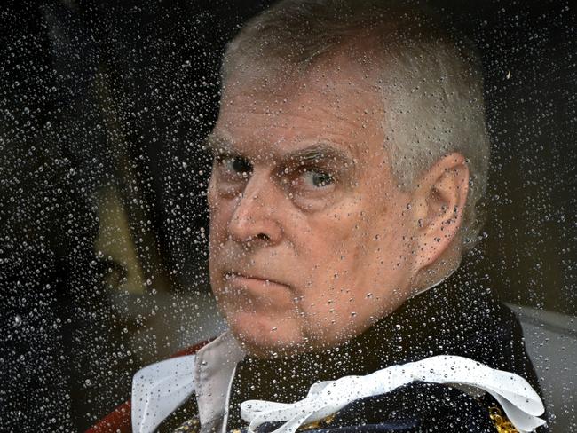 LONDON, ENGLAND - MAY 06: Britain's Prince Andrew, Duke of York leaves Westminster Abbey following the coronation ceremony of King Charles III and Queen Camilla on May 6, 2023 in London, England. The Coronation of Charles III and his wife, Camilla, as King and Queen of the United Kingdom of Great Britain and Northern Ireland, and the other Commonwealth realms takes place at Westminster Abbey today. Charles acceded to the throne on 8 September 2022, upon the death of his mother, Elizabeth II. (Photo by Toby Melville  - WPA Pool/Getty Images)