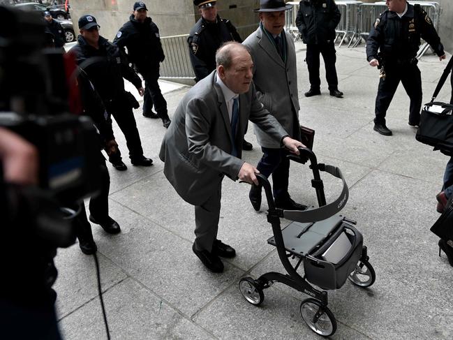 Harvey Weinstein arrives at the Manhattan Criminal Court on Tuesday as the jury retires. Picture: AFP