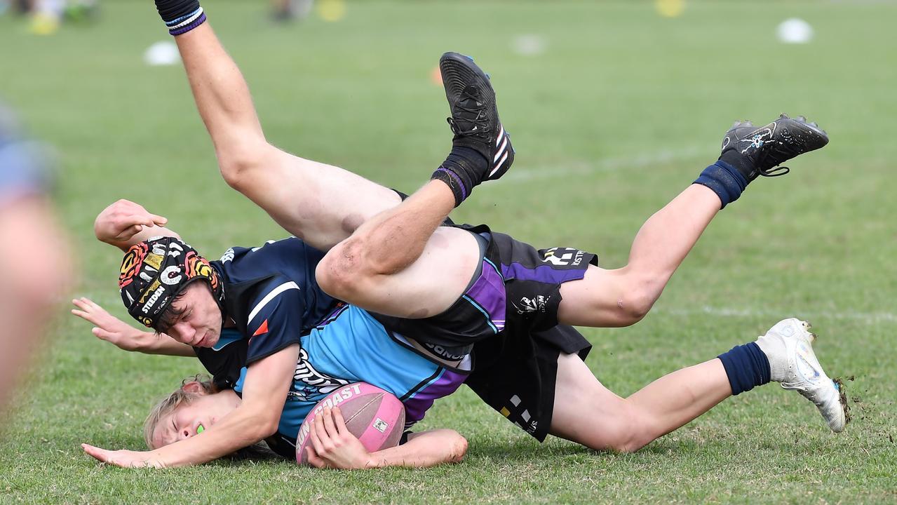 RUGBY LEAGUE: Justin Hodges and Chris Flannery 9s Gala Day. Caloundra State High V Meridan State College. year 10. Picture: Patrick Woods.