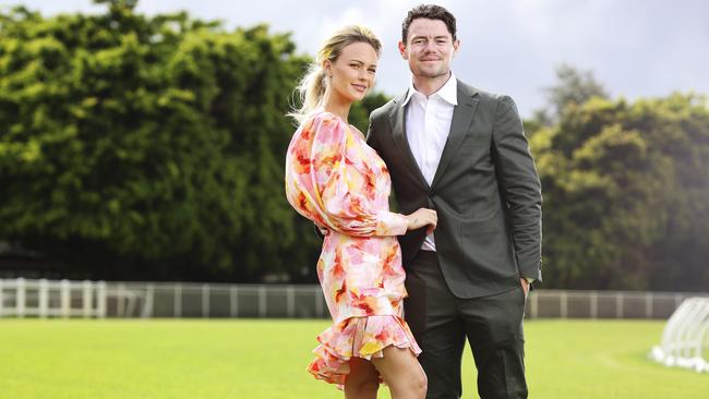 New Brisbane Racing Club summer racing ambassadors Jules and Lachie Neale at Eagle Farm. Picture: Lachie Millard