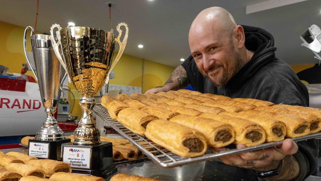 Jason Spencer from Banana Boogie Bakery in Belair, which has been named home of the country's best sausage roll by the Baking Association of Australia. Picture: Kelly Barnes