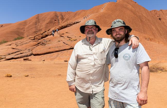 Father and son Scott and Nicholas Leonard climbed the rock together: Picture: EMMA MURRAY