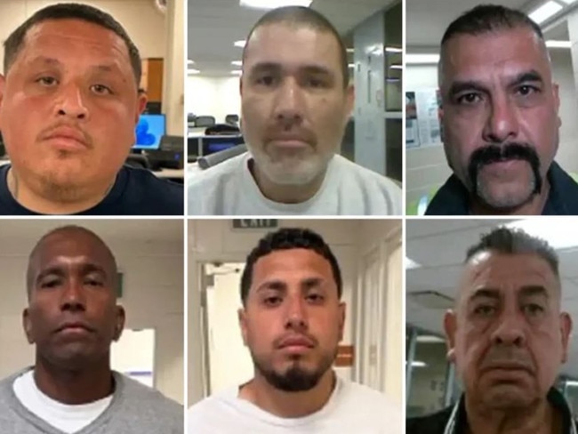 Los Angeles riots arrest shots released by homeland security. Clockwise starting top left Victor Mendoza-Aguilar, Armando Ordaz, Lionel Sanchez-Laguna, Jose Gregorio Medranda Ortiz, Jesus Alan Hernandez-Morales and Delfino Aguilar-Martinez were all arrested by ICE.
