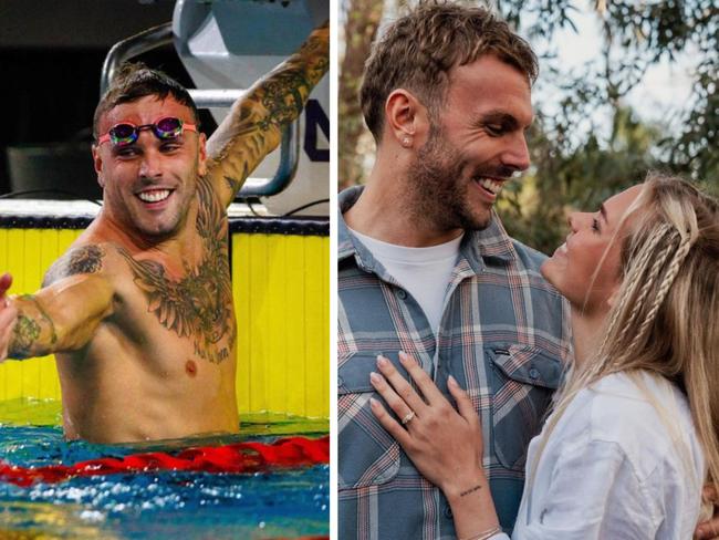 Kyle Chalmers is engaged. Photo: Getty Images and Instagram