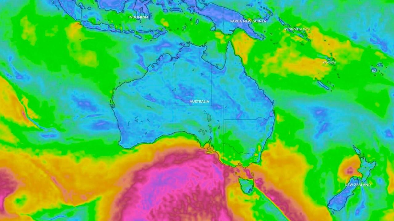 A burst of damaging winds sis set to hit Australia’s south east on Wednesday. Picture: Windy.