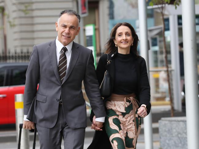 John Pesutto arrives at the Federal Court of Victoria with his wife Betty. Picture: NewsWire/ David Crosling