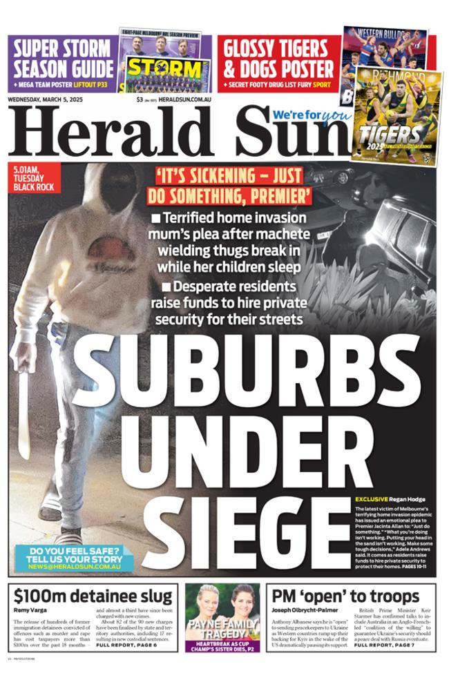 Herald Sun front page March 5.