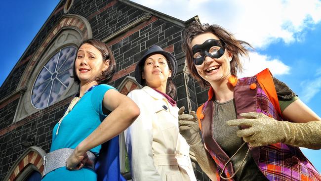 Emma Hayden, Kerry du Plessis and Belinda Campbell ready to perform. Picture: Hamish Blair