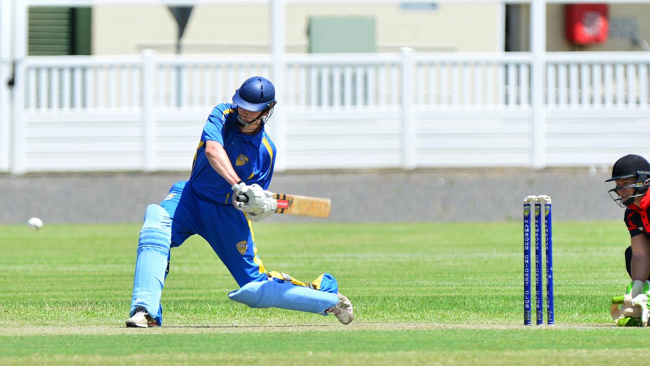 Nambour‘s Jayden Francis hits out in a match played between Nambour and Maroochydore.