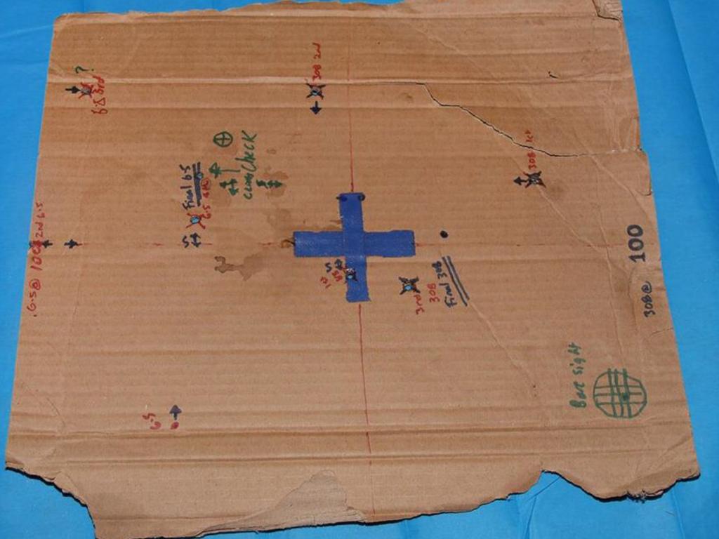 A cardboard target for shooting practice used by the Trains.