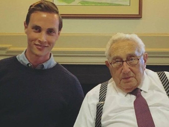 Cambridge Analytica director of business development Peter  Jones with former US Secretary of State Dr Henry Kissinger. Supplied