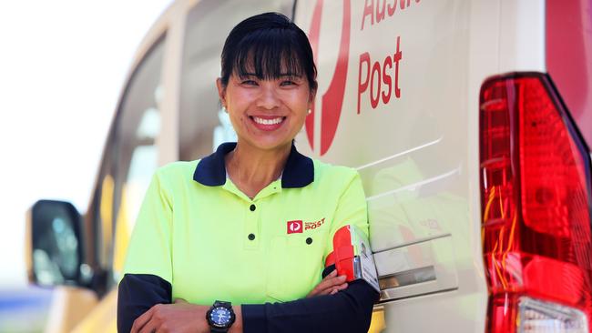 WEEKEND TELEGRAPHS SPECIAL. MUST TALK WITH PIC ED JEFF DARMANIN BEFORE PUBLISHING - THANKS A MILLION CAMPAIGN - Pictured in Seven Hills today is Australia Post postal worker Rachel Arraiza, who has gone above and beyond to deliver mail to Australians during COVID-19. Picture: Tim Hunter.