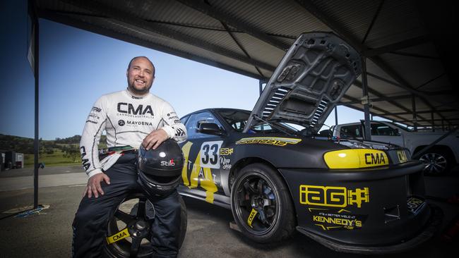 Liam Hooper will be racing his Subaru WRX at the Tasmanian Circuit Racing Champs at Baskerville this Sunday, hoping to break the lap record. Picture: LUKE BOWDEN