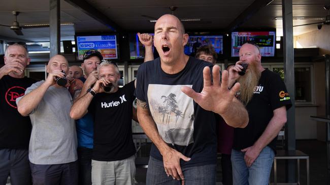 Daryl Gilbert at the Howard Springs Tavern on Tuesday. Mr Gilbert copped a cracker in the knackers on Territory Day. Picture: Keri Megelus