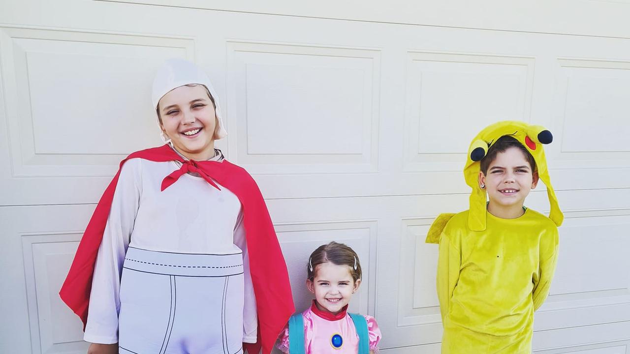 Cassidy (Captain Underpants) Lexi (Princess Peach) and Asher (Pikachu)