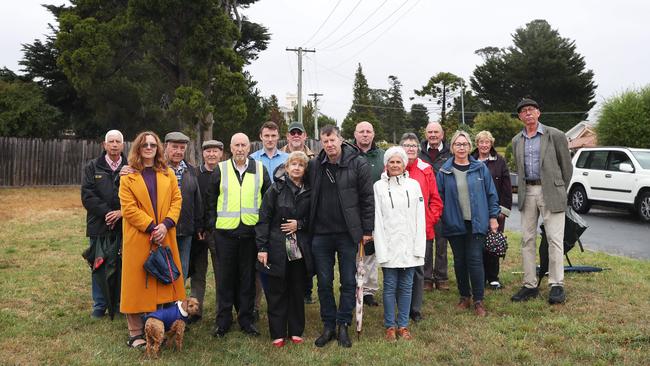 Concerned residents and people who work in the area in relation to the plan for a 24 hour McDonald's drive through on the corner of Main Road and Lady Clark Avenue in Claremont. Picture: Nikki Davis-Jones