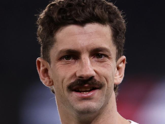 MELBOURNE, AUSTRALIA - JULY 21: Tom Liberatore of the Bulldogs warms up before the round 19 AFL match between Essendon Bombers and Western Bulldogs at Marvel Stadium, on July 21, 2023, in Melbourne, Australia. (Photo by Darrian Traynor/Getty Images)