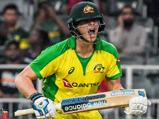 Australian batsman Steve Smith during the first T20 international against South Africa last month. Picture: Getty Images