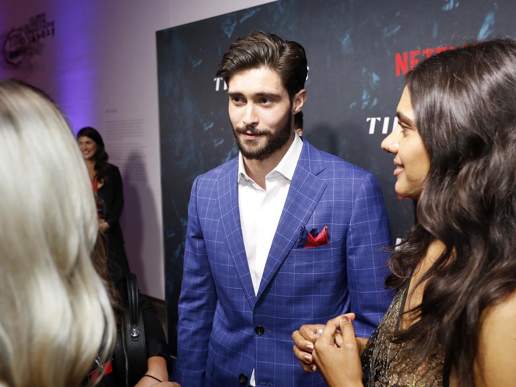 Mattias Inwood and Madeleine Madden at the world premiere of Netflix original series Tidelands at GOMA Brisbane. Picture: Josh Woning/AAP