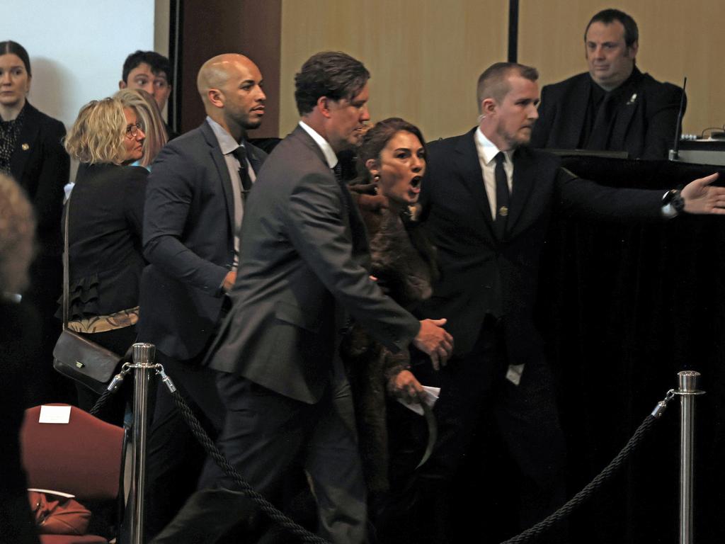 Senator Thorpe was quickly escorted from the room. Picture: NewsWire / David Beach