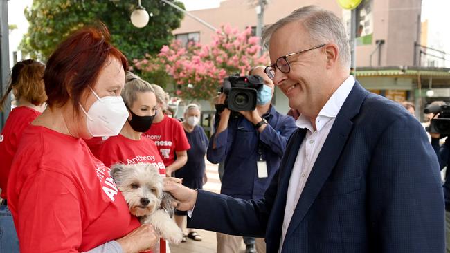 Opposition leader Anthony Albanese in Dulwich Hill today. Picture: NCA NewsWire / Jeremy Piper