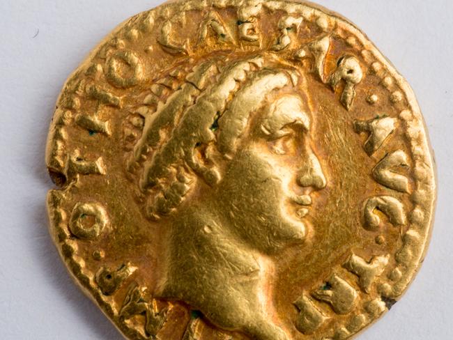 A 'remarkably rare' coin — a gold aureus of the Roman emperor Otho, who reigned for a mere three months in AD 69. Picture: Douglas Levere / University at Buffalo