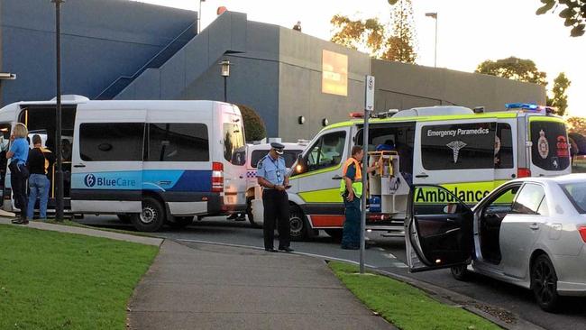 Two people in a stolen Blue Care bus have led police on a high-speed chase across Maroochydore before crashing into a police car this afternoon. Picture: Warren Lynam