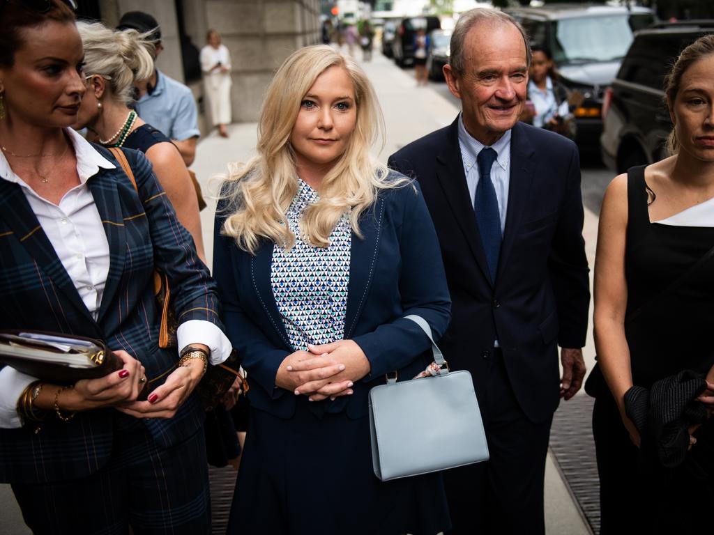 David Boies with Virginia Guiffre outside a US court before Prince Andrew settled the civil suit. Picture: Getty Images