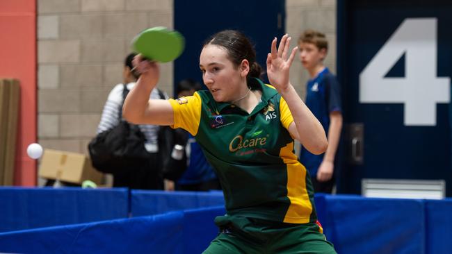 Constantina Psihogios warming up at the WTT Youth Contender Darwin 2023, Marrara Indoor Stadium, Darwin. Picture: Pema Tamang Pakhrin