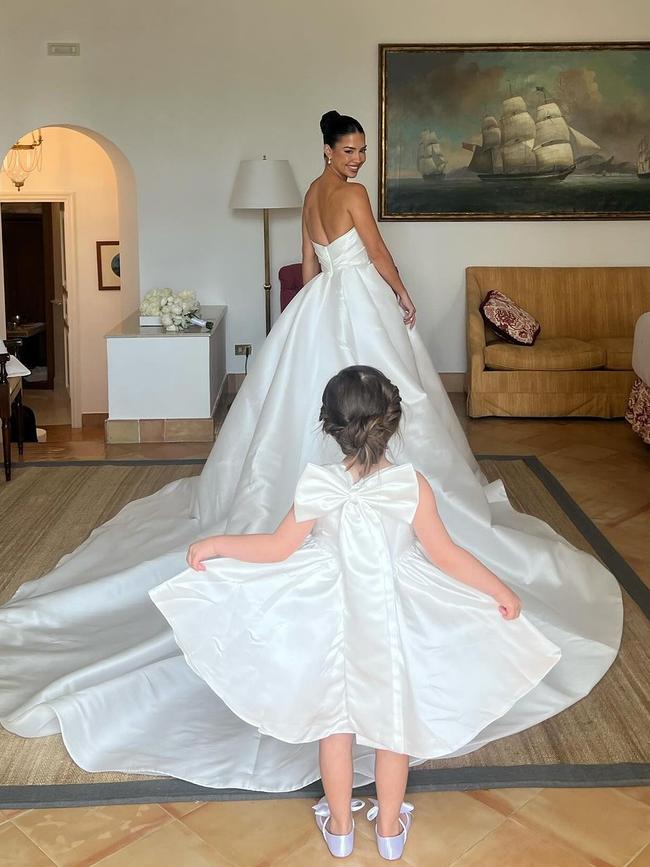 Five-year-old Arna helping the bride prepare for the big day. Picture: Instagram