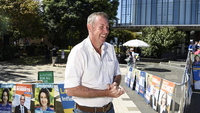 LNP candidate and Groom incumbent Garth Hamilton outside pre-poll voting at The Annexe, Friday, May 2, 2025. Picture: Kevin Farmer