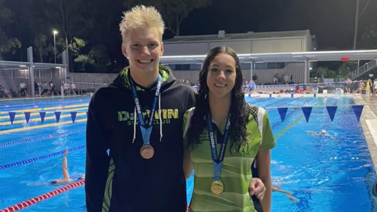 Macey Sheridan and Liam Brown have been invited to the Next Wave Invitational Competition Camp after successful National Age Championships campaigns. Picture: Darwin Swimming Club
