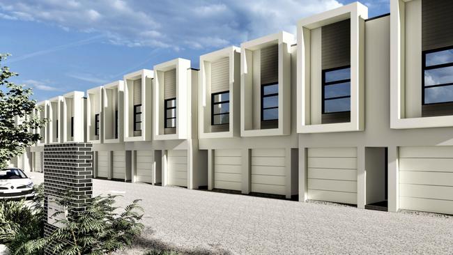 Artist impression of townhouses planned for Trimmer Parade. Image: Ferrone Architects