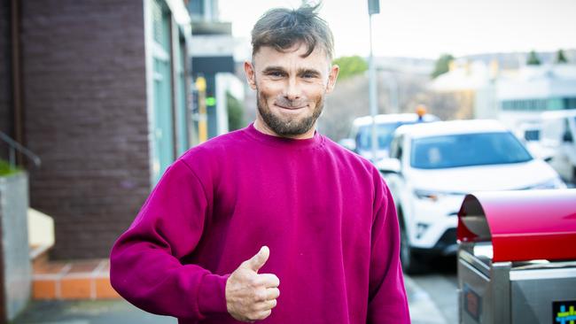 Quarantine dodger Trent Reeve outside court after being released from custody. Picture: RICHARD JUPE