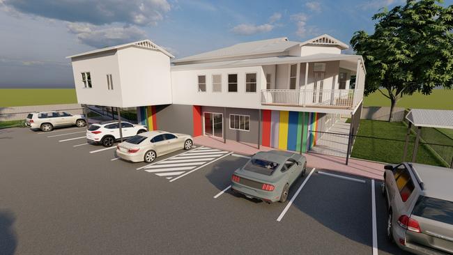 The former doctor’s surgery at 149 Denham Street in South Rockhampton would be redeveloped into a childcare centre, pending council approval. Renders: Dezign Elements.