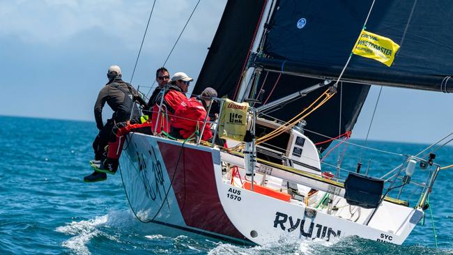 Ryujin racing for Westcoaster victory are the first monohull through the heads. Picture Michael Currie