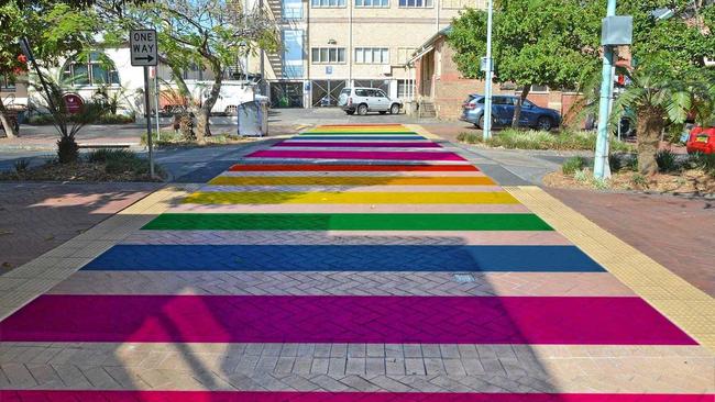 An artist's impression of the rainbow walkway in Magellan Street. Picture: Lismore City Council