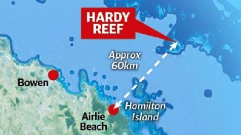 The site of the helicopter crash at Hardy Reef.