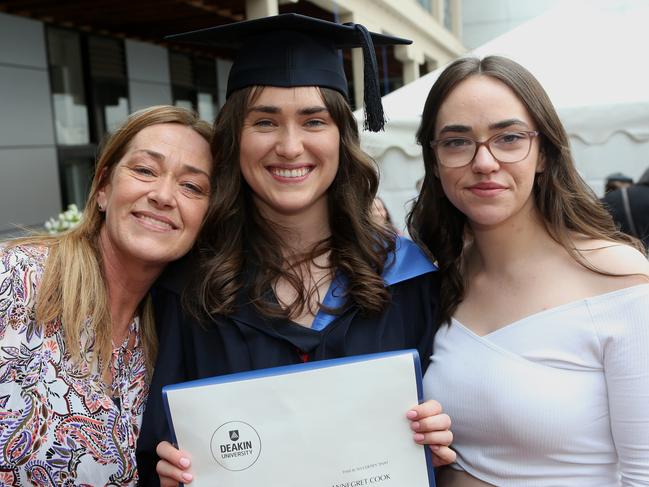 Deakin graduatesJoy Cook, Kayla Cook and Jordyn Cook