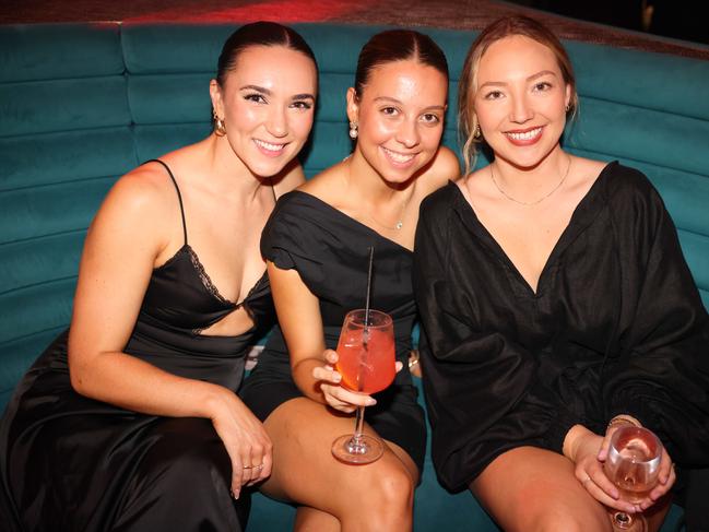 Bronte Langbroek, Amelia Vedelago and Anna Caldwell at the Gold Coast Suns rebrand launch at Nineteen at The Star Gold Coast. Picture, Portia Large.