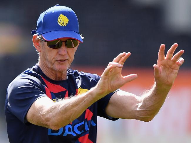 CHRISTCHURCH, NEW ZEALAND - NOVEMBER 08: Head Coach Wayne Bennett reacts during a Great Britain Rugby League Lions training session at Orangetheory Stadium on November 08, 2019 in Christchurch, New Zealand. (Photo by Kai Schwoerer/Getty Images)