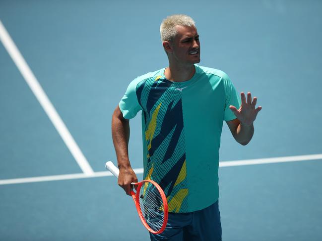 Bernard Tomic at the Australian Open in 2022, just months before his ATP rating blew out to 825. Picture: Getty Images